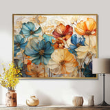 Teal Orange Petal Mosaics II - Abstract Canvas Wall Art