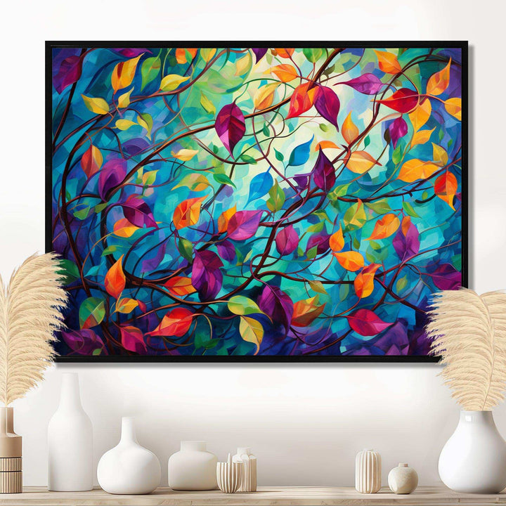Multicolor Vibrant Vines I - Abstract Canvas Wall Art
