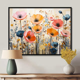 Coral Orange Whimsical Botanical Wilds I - Abstract Canvas Wall Art