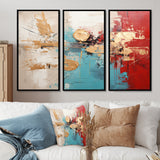 Gold Red Collage Majesty - Canvas Wall Art Set of 3