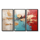Gold Red Collage Majesty - Canvas Wall Art Set of 3