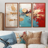 Gold Red Collage Majesty - Canvas Wall Art Set of 3