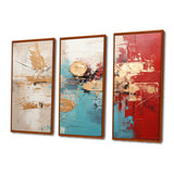 Gold Red Collage Majesty - Canvas Wall Art Set of 3