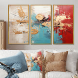 Gold Red Collage Majesty - Canvas Wall Art Set of 3