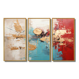 Gold Red Collage Majesty - Canvas Wall Art Set of 3