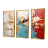Gold Red Collage Majesty - Canvas Wall Art Set of 3