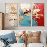 Gold Red Collage Majesty - Canvas Wall Art Set of 3