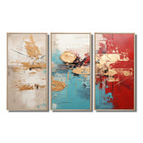 Gold Red Collage Majesty - Canvas Wall Art Set of 3