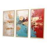 Gold Red Collage Majesty - Canvas Wall Art Set of 3