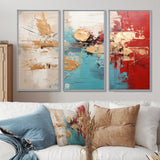 Gold Red Collage Majesty - Canvas Wall Art Set of 3