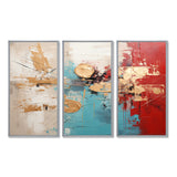 Gold Red Collage Majesty - Canvas Wall Art Set of 3