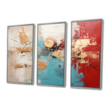 Gold Red Collage Majesty - Canvas Wall Art Set of 3
