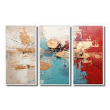 Gold Red Collage Majesty - Canvas Wall Art Set of 3