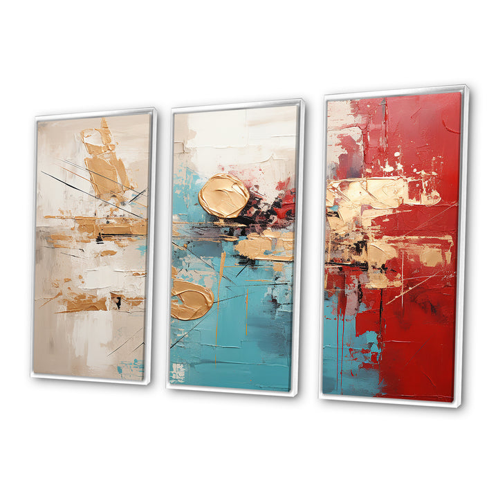 Gold Red Collage Majesty - Canvas Wall Art Set of 3