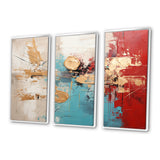 Gold Red Collage Majesty - Canvas Wall Art Set of 3