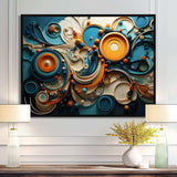 Teal Yellow Abstract Fractal Collage Melodies II - Abstract Canvas Wall Art