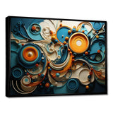 Teal Yellow Abstract Fractal Collage Melodies II - Abstract Canvas Wall Art