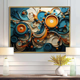 Teal Yellow Abstract Fractal Collage Melodies II - Abstract Canvas Wall Art