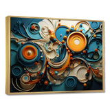 Teal Yellow Abstract Fractal Collage Melodies II - Abstract Canvas Wall Art