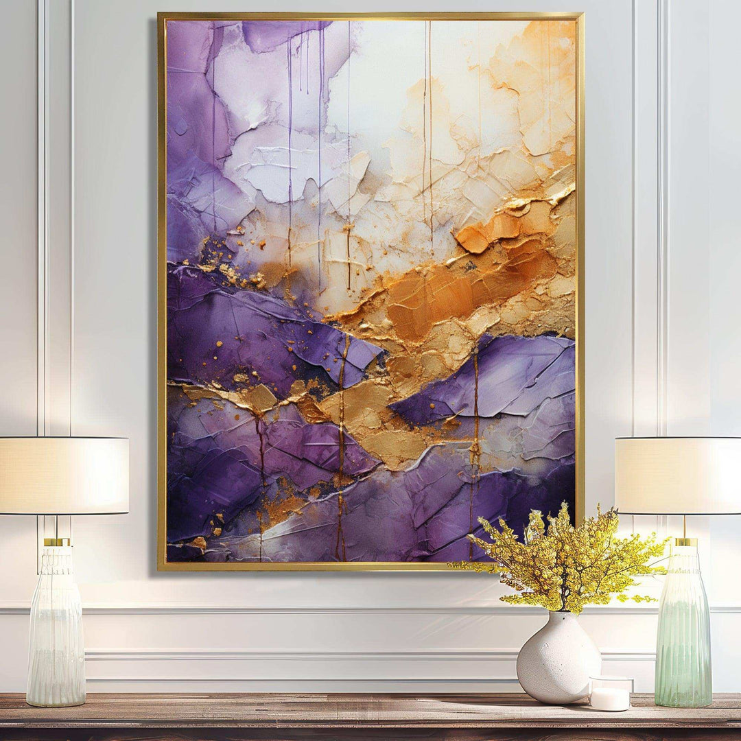 Gold Purple Abstract Fractal I - Abstract Canvas Wall Art