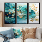 Teal Gold Abstract Fractal Mystic Mirage I - Multi-Panels