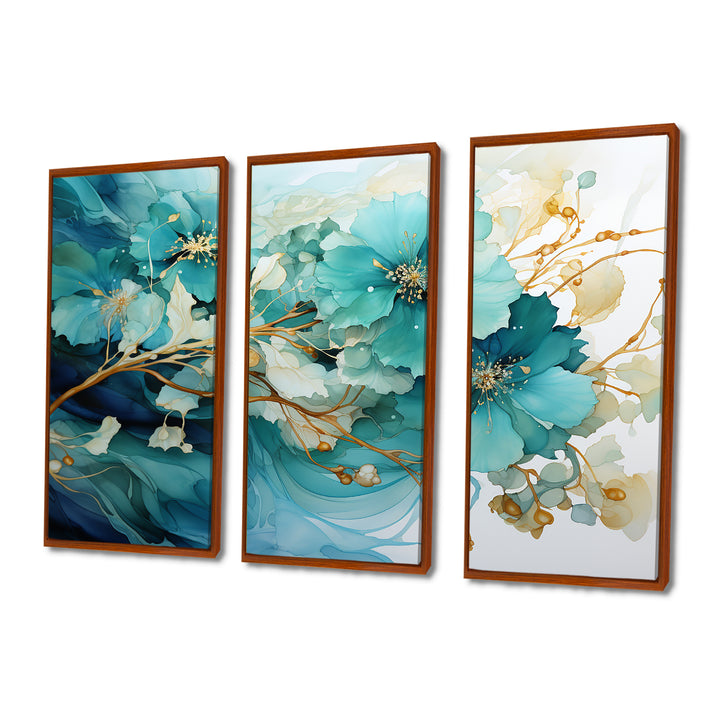 Teal Gold Abstract Fractal Mystic Mirage I - Multi-Panels