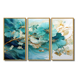 Teal Gold Abstract Fractal Mystic Mirage I - Multi-Panels