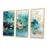 Teal Gold Abstract Fractal Mystic Mirage I - Multi-Panels