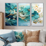 Teal Gold Abstract Fractal Mystic Mirage I - Multi-Panels