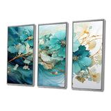 Teal Gold Abstract Fractal Mystic Mirage I - Multi-Panels