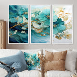 Teal Gold Abstract Fractal Mystic Mirage I - Multi-Panels