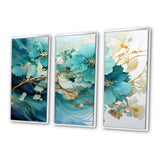 Teal Gold Abstract Fractal Mystic Mirage I - Multi-Panels