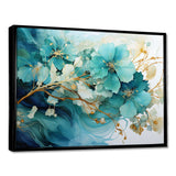 Teal Gold Abstract Fractal Mystic Mirage I - Abstract Canvas Wall Art