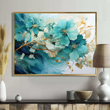 Teal Gold Abstract Fractal Mystic Mirage I - Abstract Canvas Wall Art