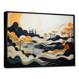 Grey Orange Line Art Landscape - Abstract Canvas Wall Art