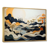 Grey Orange Line Art Landscape - Abstract Canvas Wall Art