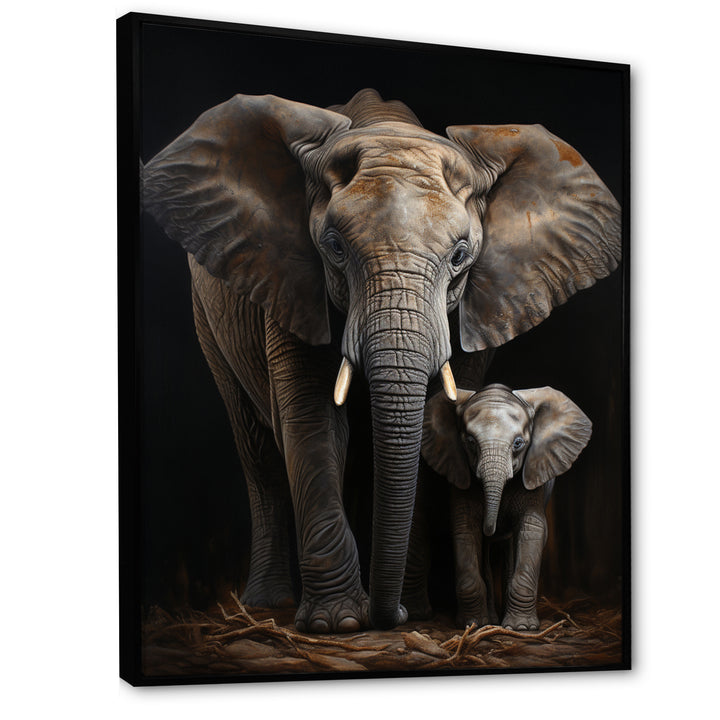 Elephant Family In Black And White - Elephant Wall Art Prints