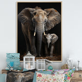 Elephant Family In Black And White - Elephant Wall Art Prints