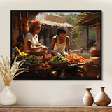 African Vibrant Market I - People Canvas Wall Art