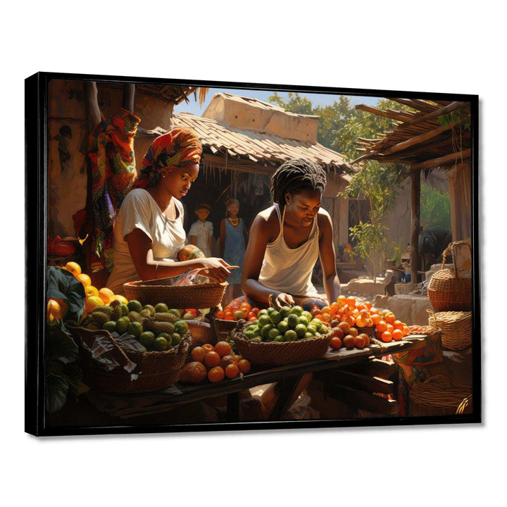 African Vibrant Market I - People Canvas Wall Art