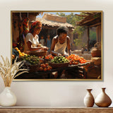 African Vibrant Market I - People Canvas Wall Art