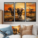 African Elephant Prairies IV - Multi-Panel Canvas Prints