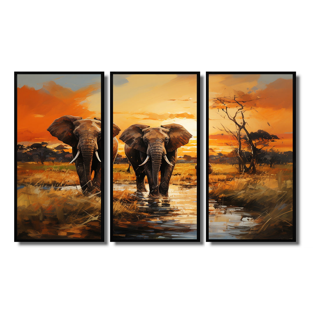 African Elephant Prairies IV - Multi-Panel Canvas Prints