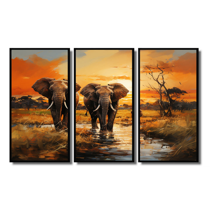 African Elephant Prairies IV - Multi-Panel Canvas Prints