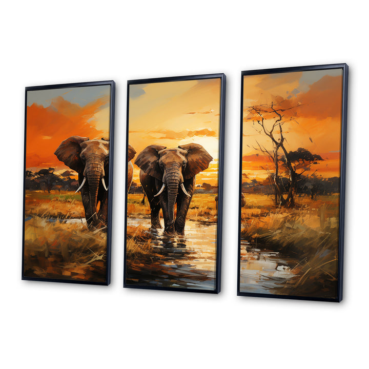 African Elephant Prairies IV - Multi-Panel Canvas Prints