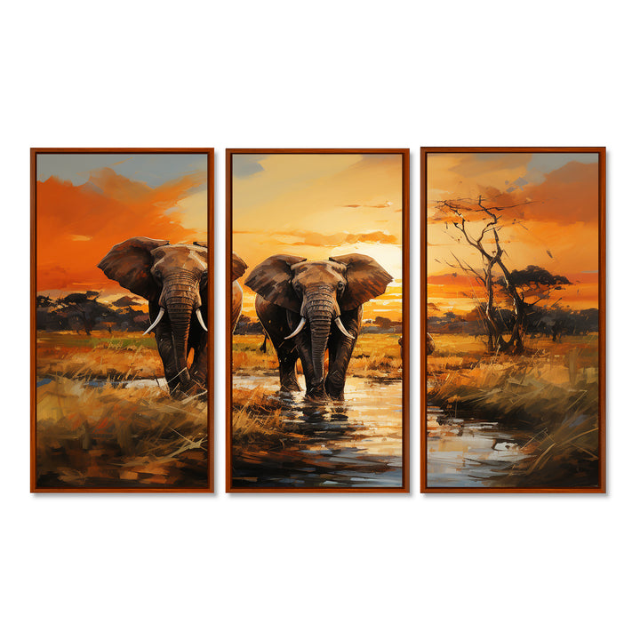 African Elephant Prairies IV - Multi-Panel Canvas Prints
