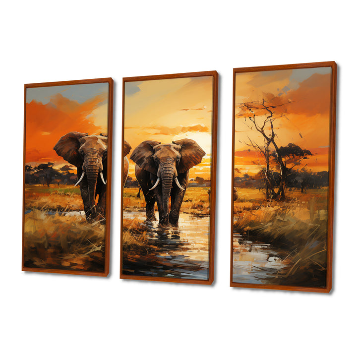 African Elephant Prairies IV - Multi-Panel Canvas Prints