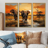 African Elephant Prairies IV - Multi-Panel Canvas Prints