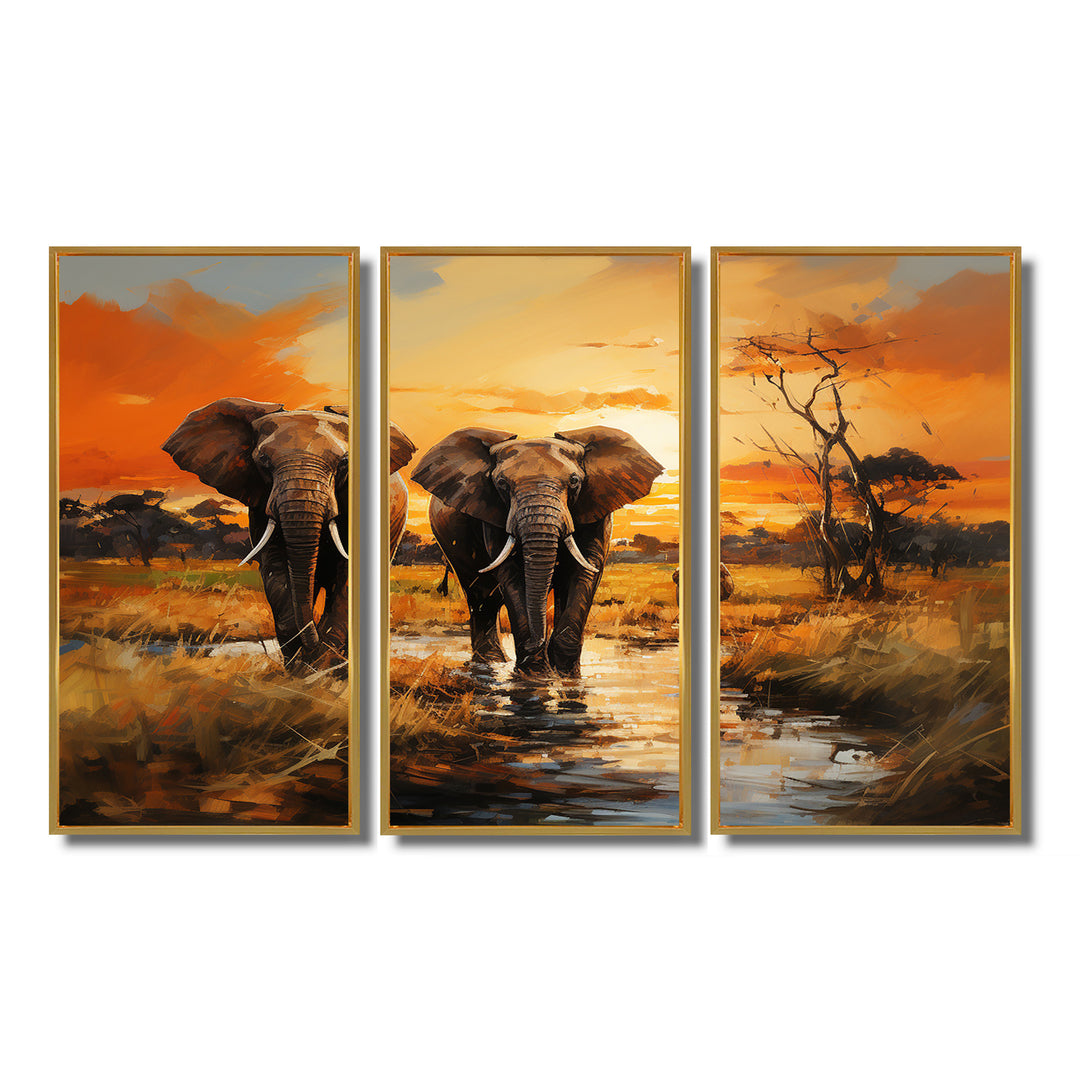 African Elephant Prairies IV - Multi-Panel Canvas Prints