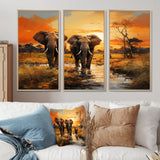 African Elephant Prairies IV - Multi-Panel Canvas Prints